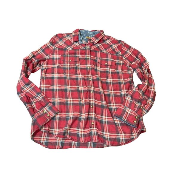 JACHS GIRLFRIEND Women's Size Small Red Flannel Shirt 100% Cotton Pearl Snap - Picture 3 of 13
